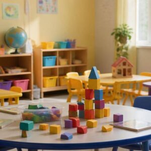 Bambini partecipano a un'attività educativa in una scuola dell'infanzia.
